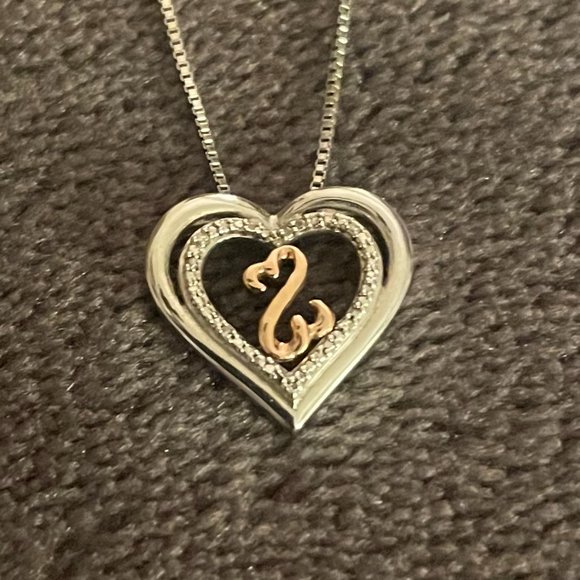 Kay Jewelers Jewelry - Sterling and Rose Gold Open Hearts necklace with diamond accents